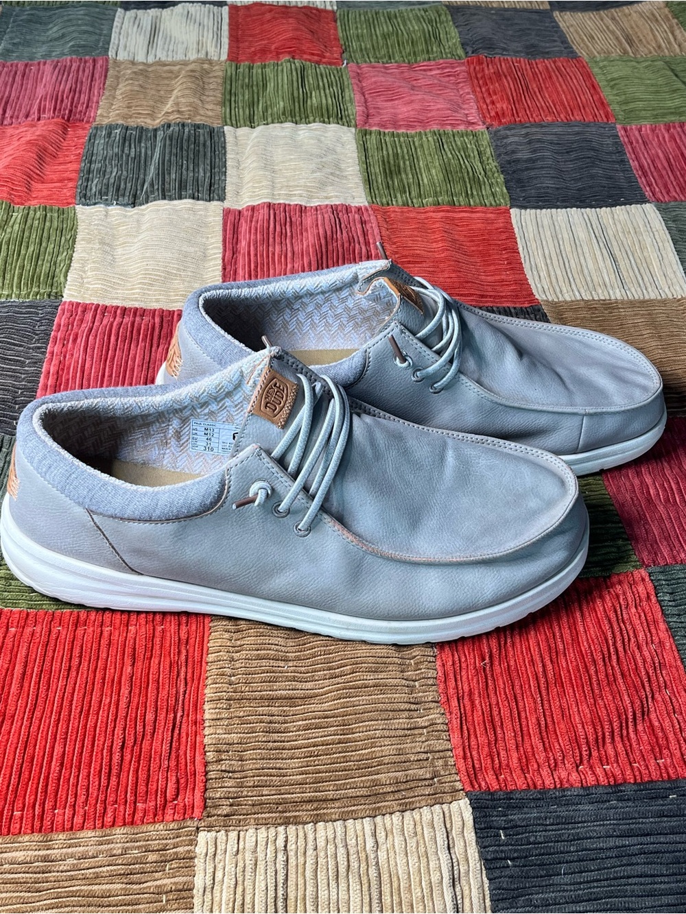 Hey Dude Men's Light Gray Slip-On Loafers—Size 13